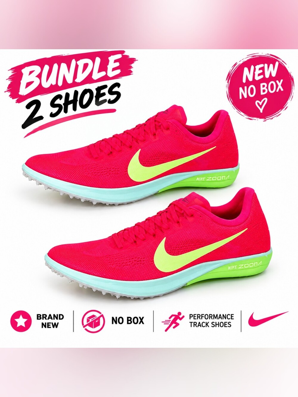 NWOB Nike Bundle Of 2 ZoomX Dragonfly 2 Bright FD8413-600 Men’s Spikes W. Bag